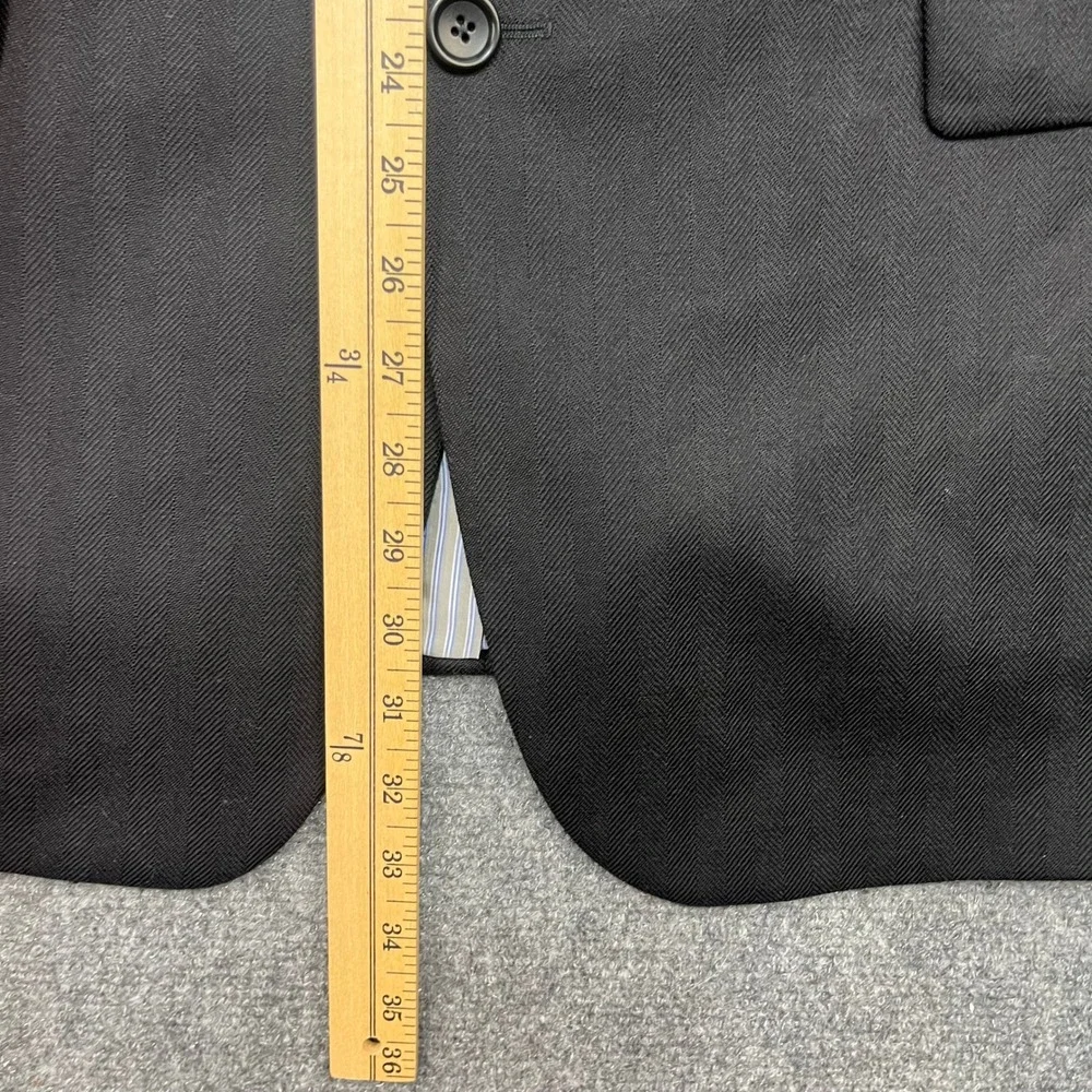 Ermenegildo Zegna Heritage Wool Blazer Black Herringbone Suit Jacket 44R 3Button